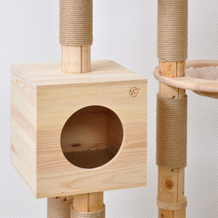 VOSS.PET Kratzbaum aus unbehandeltem Kiefernholz 1,63m, Simba, Katzenbaum, Kletterbaum, Katzenkratzb