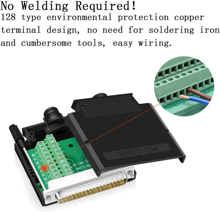 PENGLIN Thinner DB37 Solderless RS232 D-SUB Serial to 37-pin Port Terminal Stecker Adapterverbinder