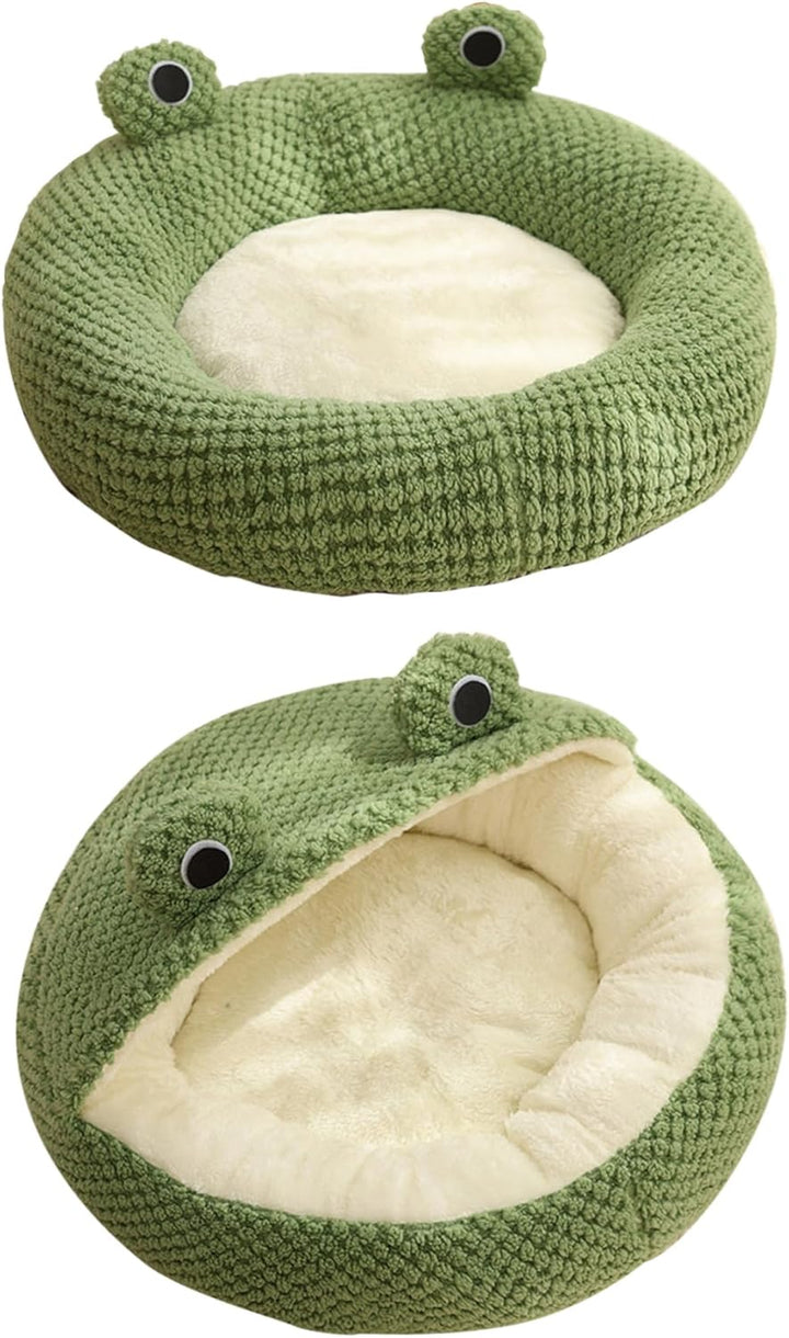 Froschkatze Bett mit Kapuze Langer winterer Winter Wärme geschlossener Katzenbett süsse Cartoon Nich