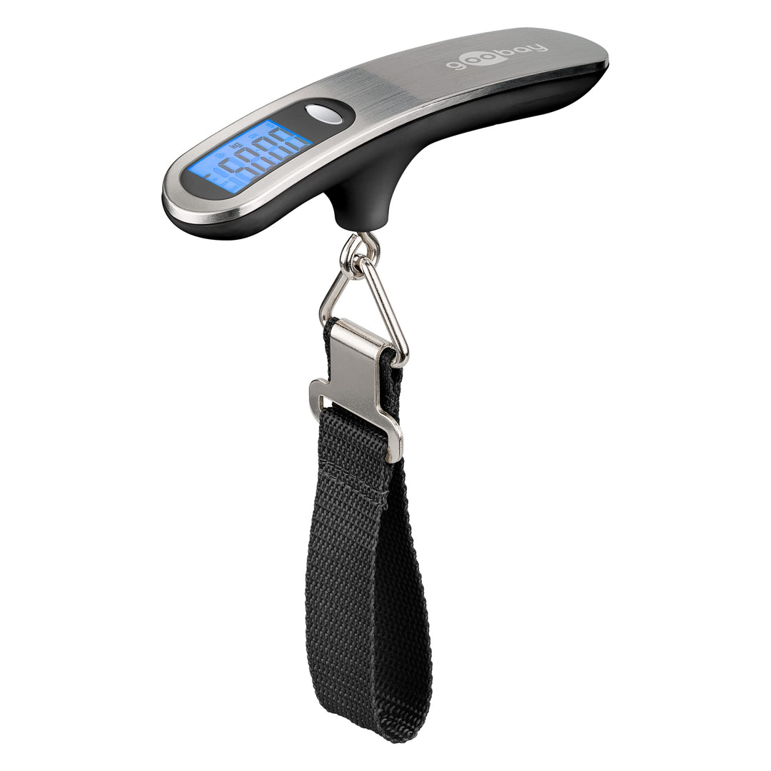 Goobay 71883 Digitale Kofferwaage Gepäckwaage mit heller LCD-Anzeige und Tara-Funktion für Gepäck bi