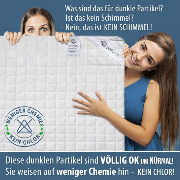 FAM Home Matratzenschoner mit 4 elastischen Ecken, Topper, natürlich und atmungsaktiv, Bettbezug für