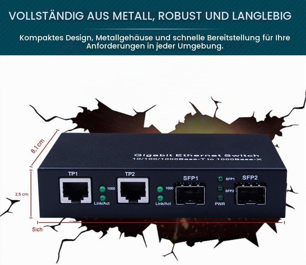 4-Port Gigabit Ethernet Fiber Switch, with Two SFP Slots (1000M), Without Transceiver 2+2(SFP) 1.25G