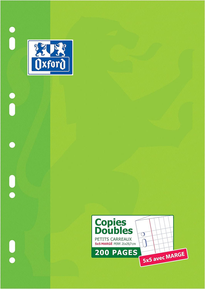 Oxford 100105678 Doppelkopierhüllen, A4, kleine Karos, 5 x 5, 5 Stück