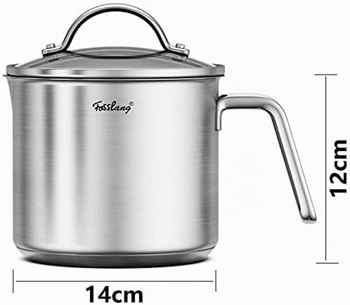 Milchtopf 14x12 cm mit Deckel, kleiner Milch Topf 1,5L Edelstahl beschichtet und griff spülmaschinen