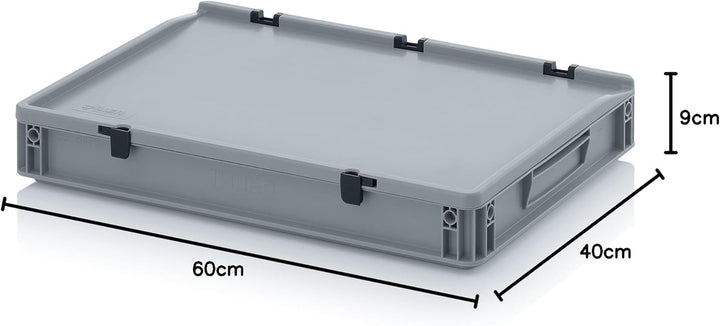Eurobehälter 60 x 40 x 9 cm mit Scharnierdeckel inkl. gratis Zollstock