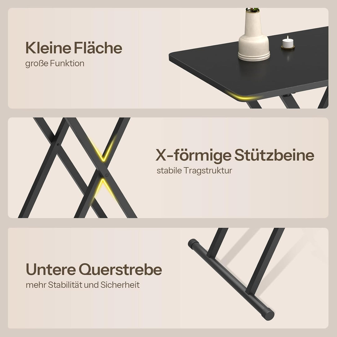 HOOBRO Beistelltisch Klappbar, Kleiner tabletttisch, verstellbare Höhe Klapptische, 60 x 40 x 60 cm,