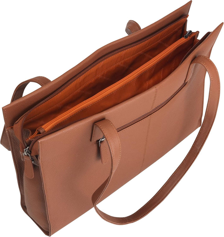 Josephine Osthoff Damen Handtasche Legat, Shopper aus 100% Echleder, handgemacht mit Laptopfach bis