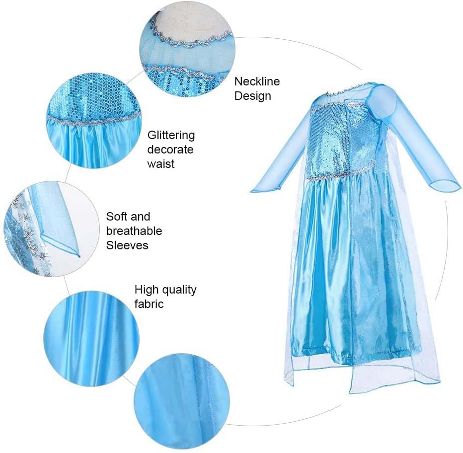 Vicloon Elsa kostüm mädchen, Elsa Kleid Kinder Set,elsa kostüm Accessoires für Mädchen,Halloween Wei