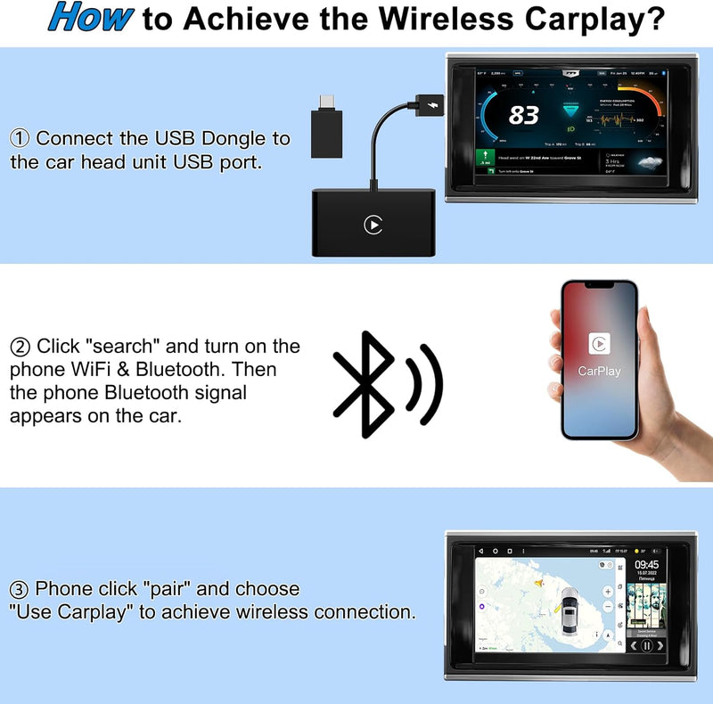 Wireless Carplay Adapter für iPhone, Wireless CarPlay Dongle für Autos mit Factory Car Play, iOS Car