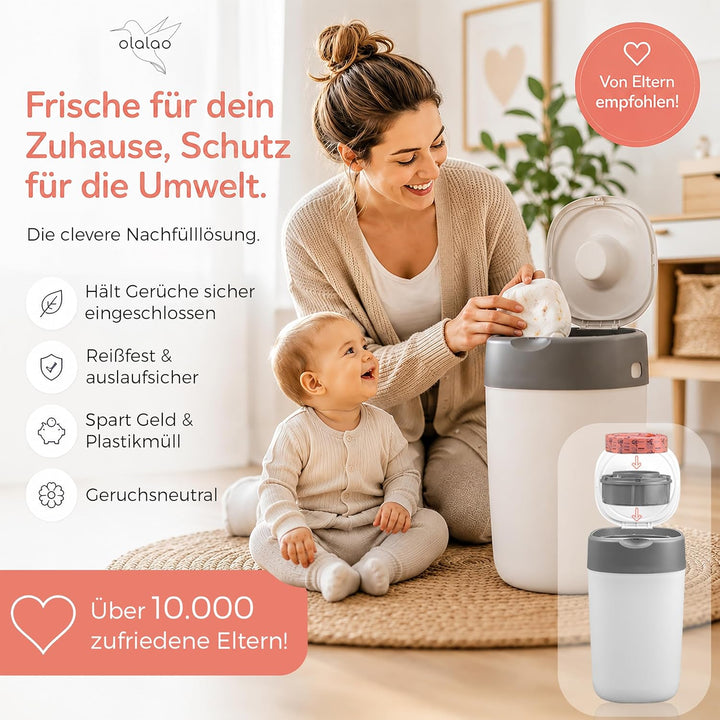 olalao Nachfüllfolie für Windeleimer 8-Pack - kompatibel mit Nachfüllkassetten von Tommee Tippee Twi