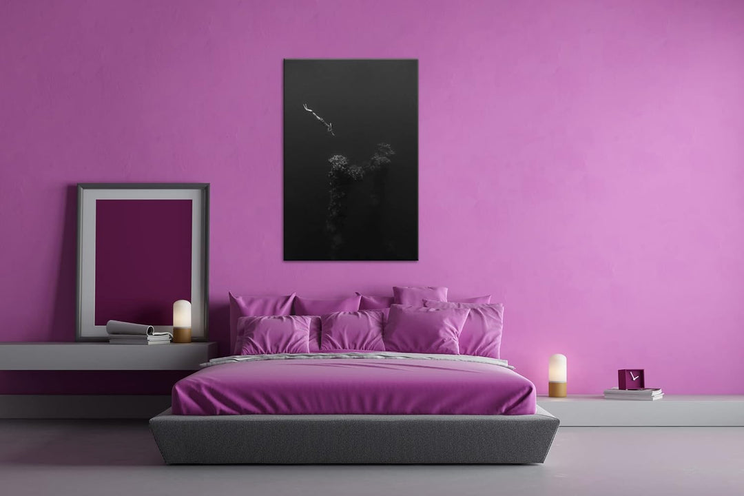 deyoli tiefer Tauchgang zum Meeresgrund Effekt: Schwarz&amp;Weiss, Format: 80x60 als Leinwandbild, Motiv