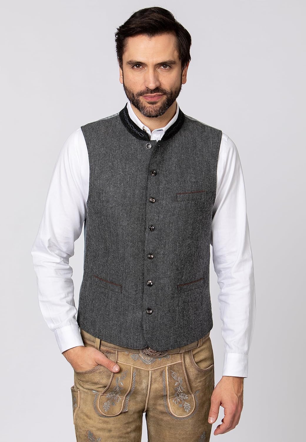 Stockerpoint Herren Trachtenweste 48 grau anthrazit, 48 grau anthrazit