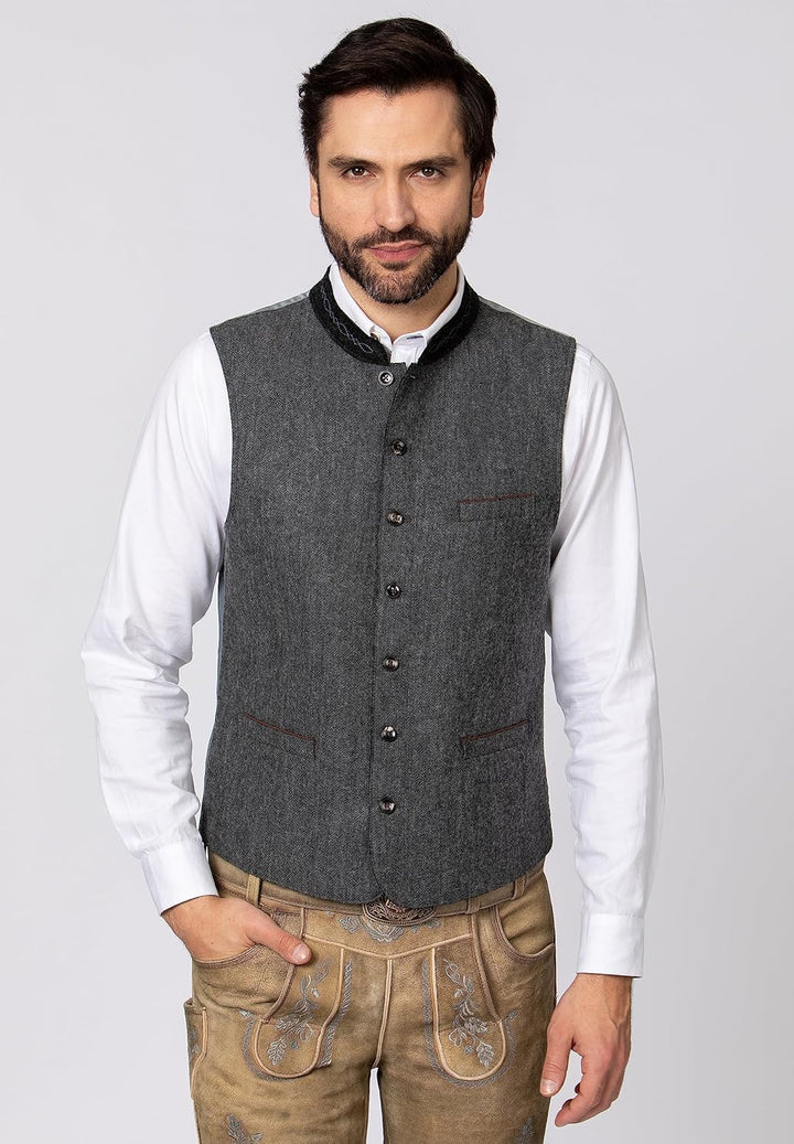 Stockerpoint Herren Trachtenweste 48 grau anthrazit, 48 grau anthrazit
