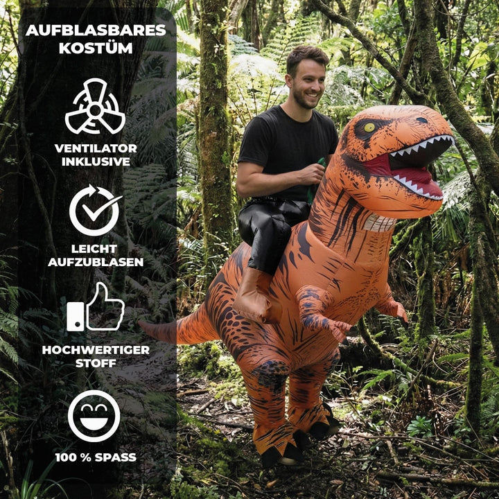 Original Cup AirSuit® Aufblasbares T-Rex Kostüm | aufblasbares Kostüm | Humor | Premium Qualität | E