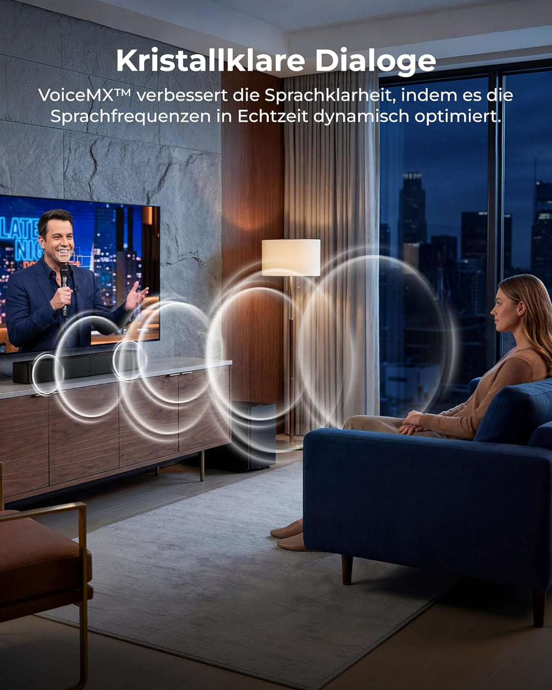ULTIMEA 2.1 Soundbar mit kabellosem Subwoofer, Dolby Atmos, VoiceMX, BassMX, Soundbar für Smart TV,