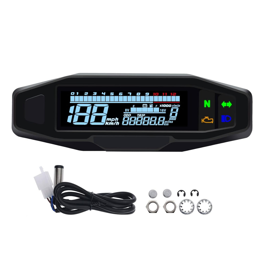 KAOLALI Universal-Digital-Tachometer für Motorrad, mit LCD-Display, Vergaser, Kilometerzähler mit Se