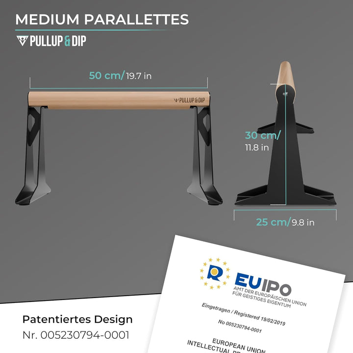 PULLUP & DIP Holz Parallettes, Low oder Medium Minibarren Handstand Barren mit ergonomischem Holz Gr
