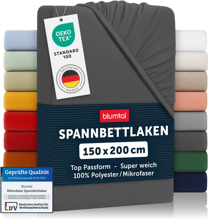Blumtal® Spannbettlaken 150x200 cm 2er Set- Bettlaken 150x200 aus Microfaser - Oekotex zertifizierte