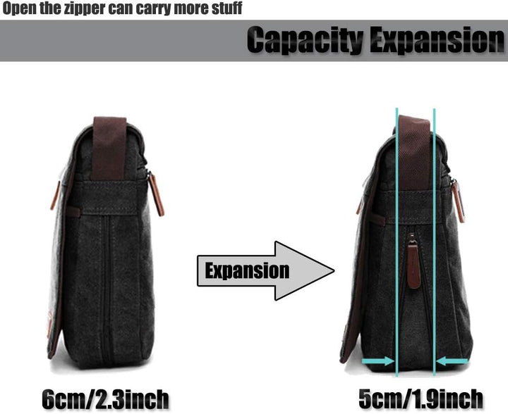 LOSMILE Herren Umhängetaschen, Leinwand Schultertaschen, Laptoptasche,Schulranzen, für Schule und Ar