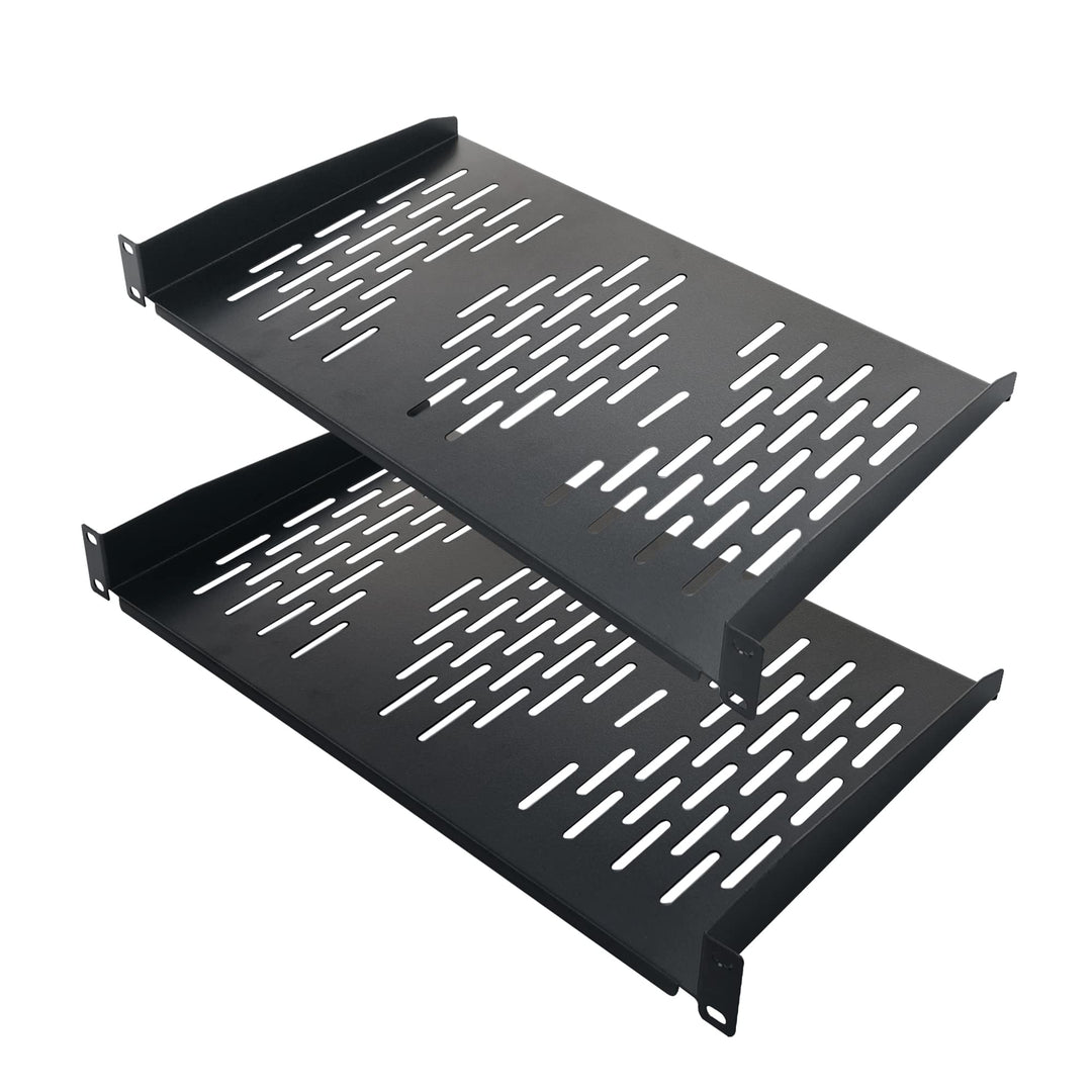 RIVECO 2PCS 1U Rack Shelves, 19” Cabinet Mount 1 U Tray Vented Cantilevers for Computer Case Shelf M