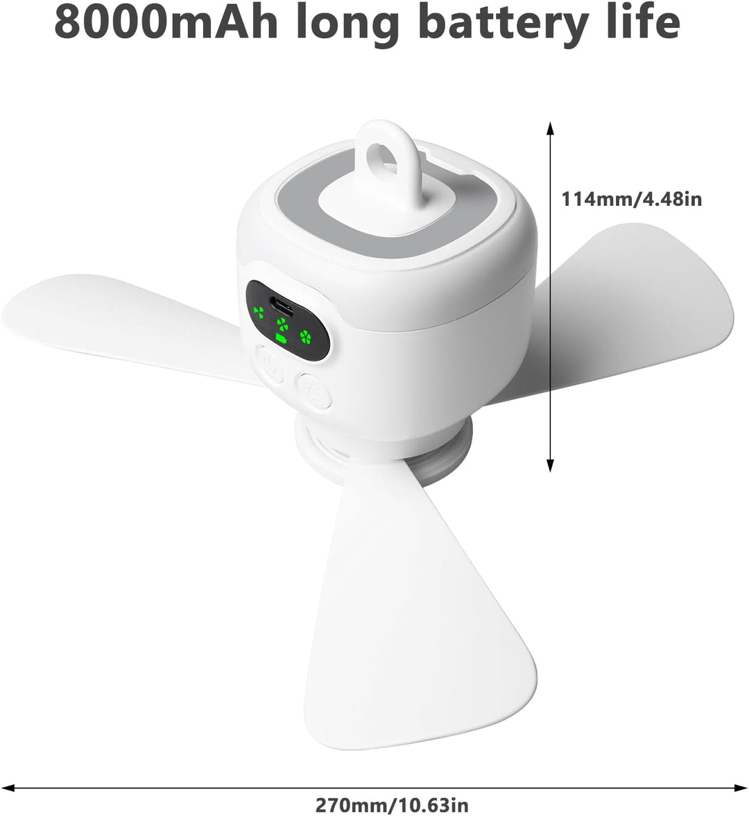 Camping Ventilator mit Licht, USB Campingventilator mit Fernbedienung, Aufladbar 8000mAh, Tragbarer