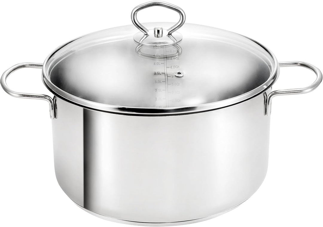 KOPF Fleischtopf Merkur (Topf Ø 24 cm) 4 Liter Kochtopf aus Edelstahl mit Literskala Fleischtopf Mer