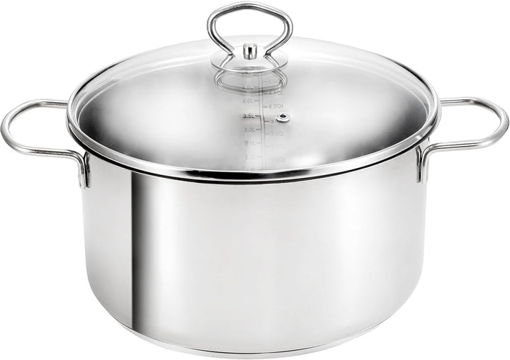 KOPF Fleischtopf Merkur (Topf Ø 24 cm) 4 Liter Kochtopf aus Edelstahl mit Literskala Fleischtopf Mer
