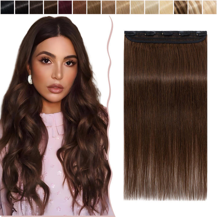 SEGO Extensions Echthaar Clip 1 Tresse Haarverlängerungen Remy 7A ein Teilig Set 5 Klips Haarteil 10