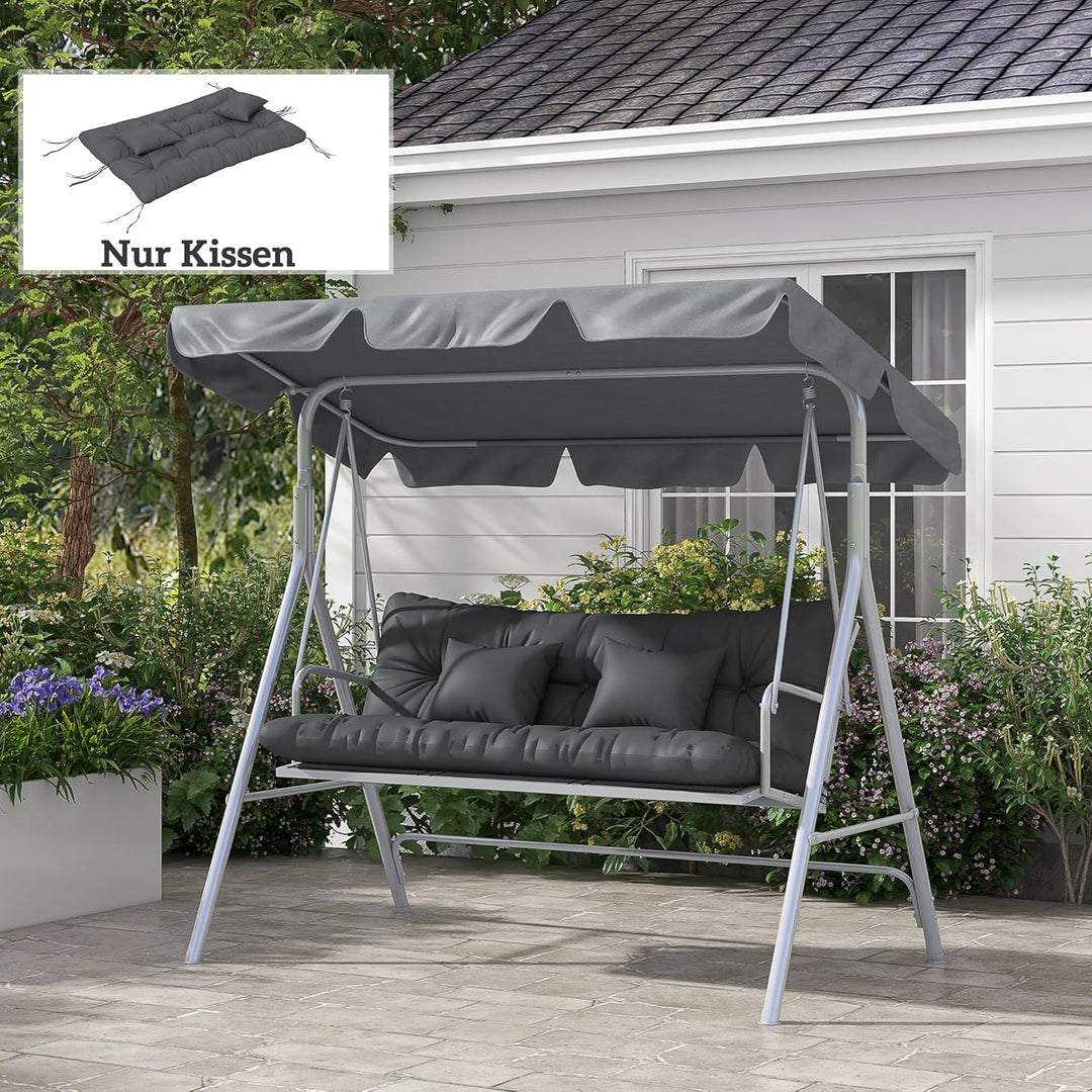 Outsunny 4er-Set Sitzkissen, 150x50 cm wasserabweisend Stuhlkissen mit Bindebänder, Geknüpftem Desig