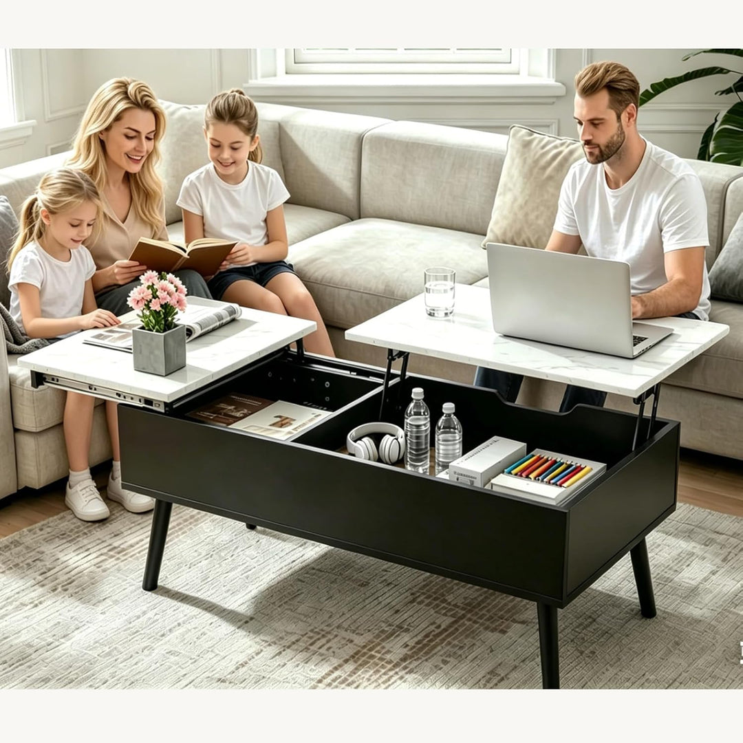 JanflyHome Höhenverstellbarer Couchtisch, Couchtisch, Hubplatte Couchtisch, Couchtisch mit Schiebepl