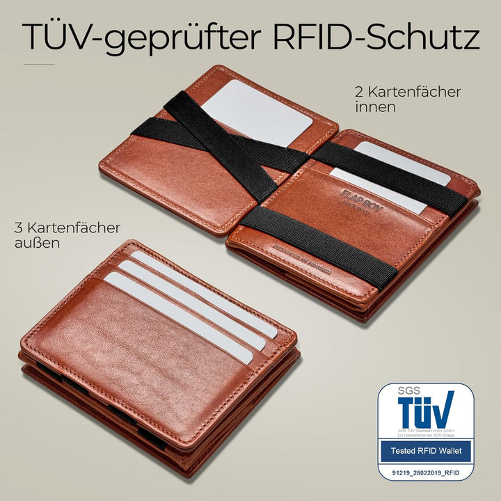 Jaimie Jacobs Flap Boy AirTag Edition Magic Wallet mit Münzfach Echtleder (Dunkelbraun), Dunkelbraun