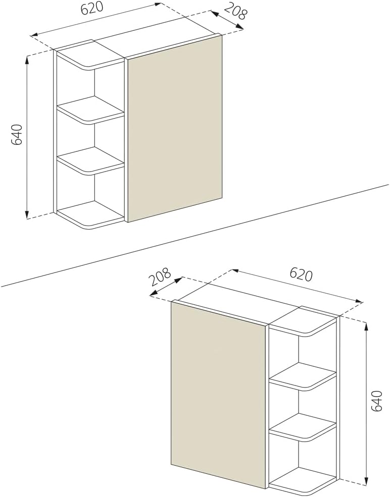 Vicco Bad Spiegelschrank Fynn, Weiss, 62 x 64 cm Weiss 62 x 64 cm, Weiss 62 x 64 cm