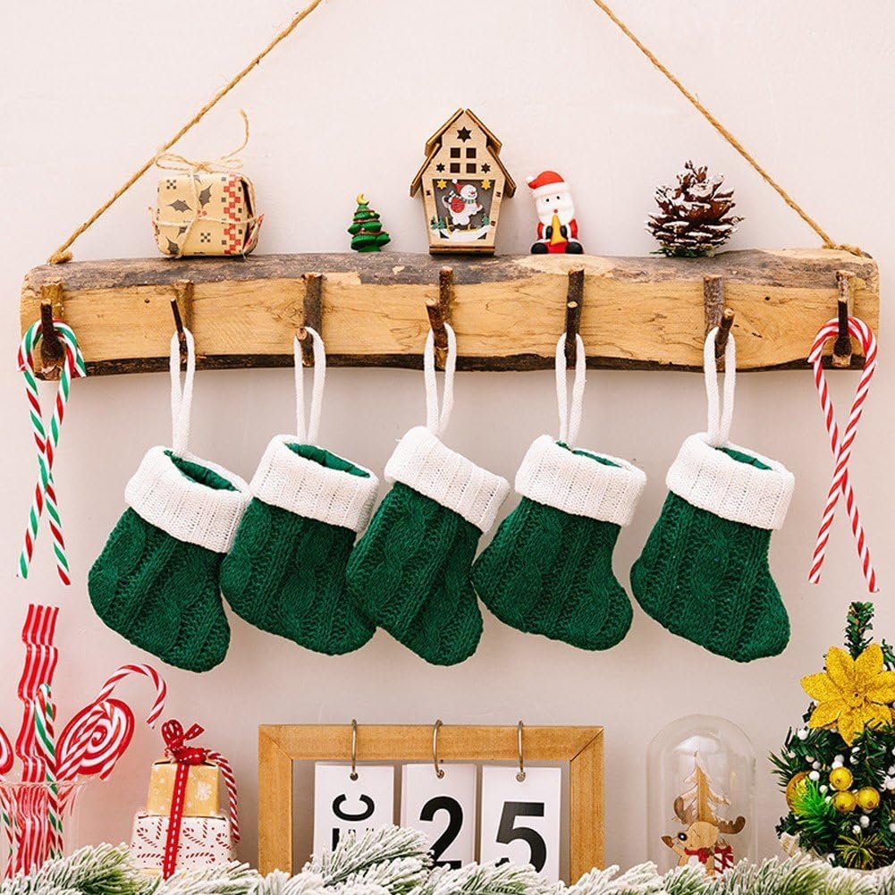 5 Stück Weihnachtssocken Zum Aufhängen, Mini-Strick-weihnachtsstrumpf, Weihnachtsmann-socken, Kamin-