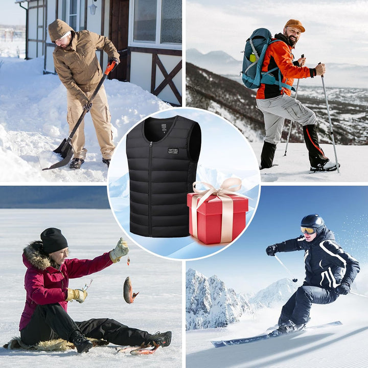 Mincoo Beheizbare Weste Damen Herren, Powerbank USB Wärmeweste Mit Akku 5V 10000 mAh, Winter Heizjac