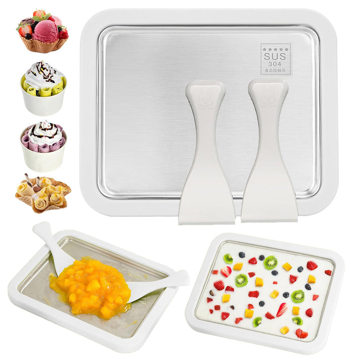 Eiscreme Roller Maker Set Mit 2 Spateln, Instant Eismaschine, Ice Cream Rolls Platte Für Erwachsene