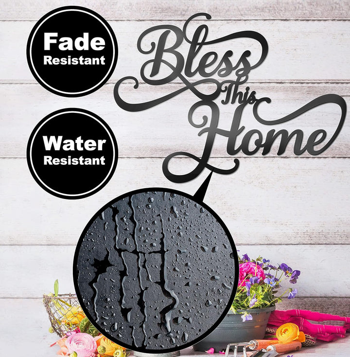 Vivegate Bless This Home Wanddekoration Schwarze Metallkunst – 45,7 x 33 cm Bless This Home Metall W