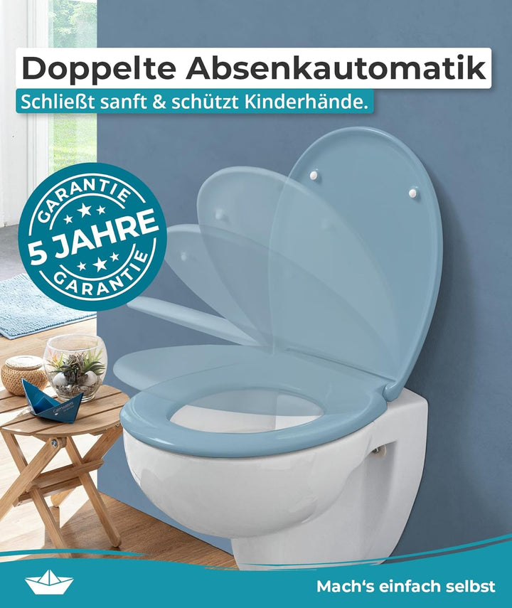 Calmwaters® Premium WC Sitz einfache Montage, Toilettendeckel bis 250 kg, Made in EU, antibakteriell