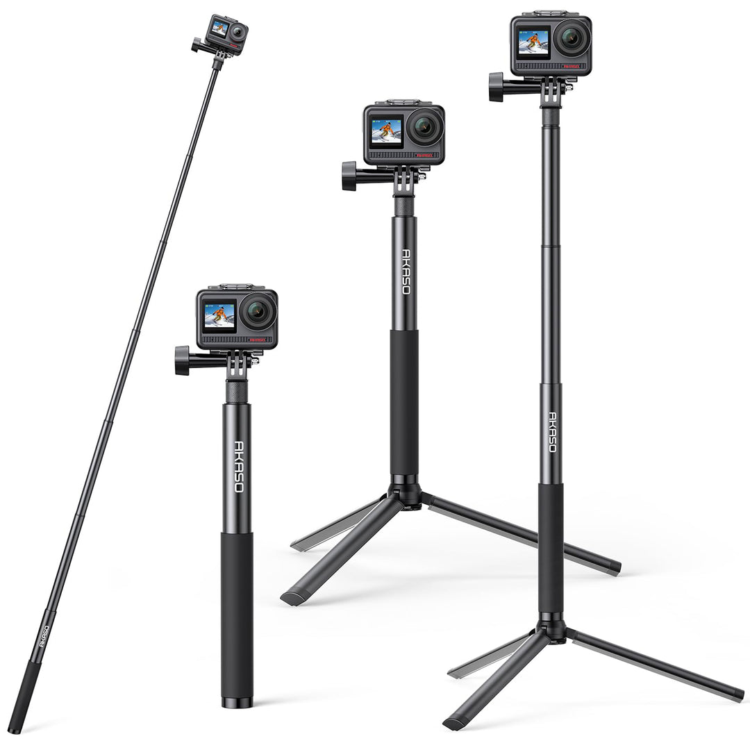 AKASO Selfie-Stick, ausziehbar bis zu 120 cm, Stativ 19 cm, kompatibel mit Sportkamera AKASO EK7000/