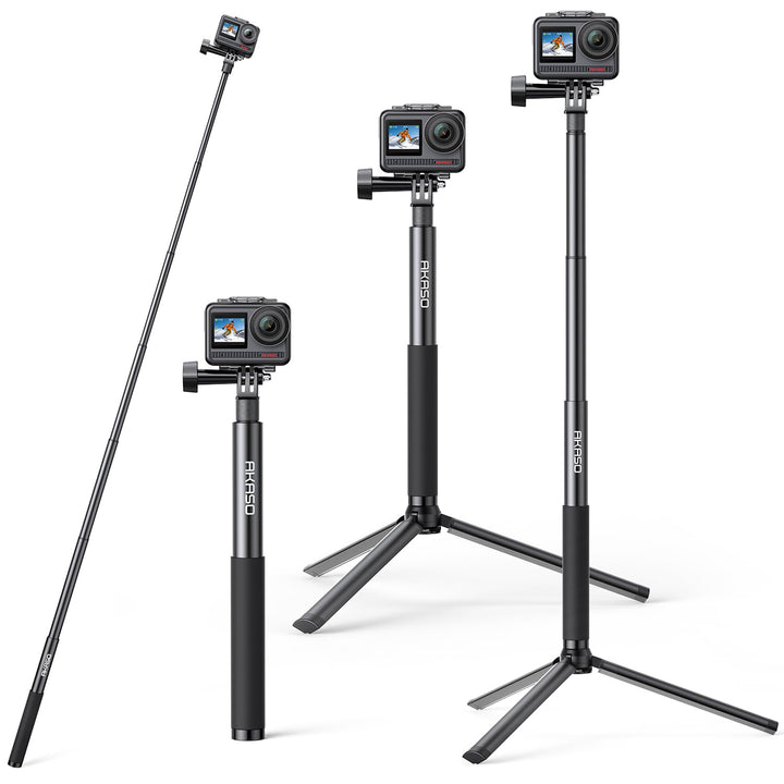 AKASO Selfie-Stick, ausziehbar bis zu 120 cm, Stativ 19 cm, kompatibel mit Sportkamera AKASO EK7000/