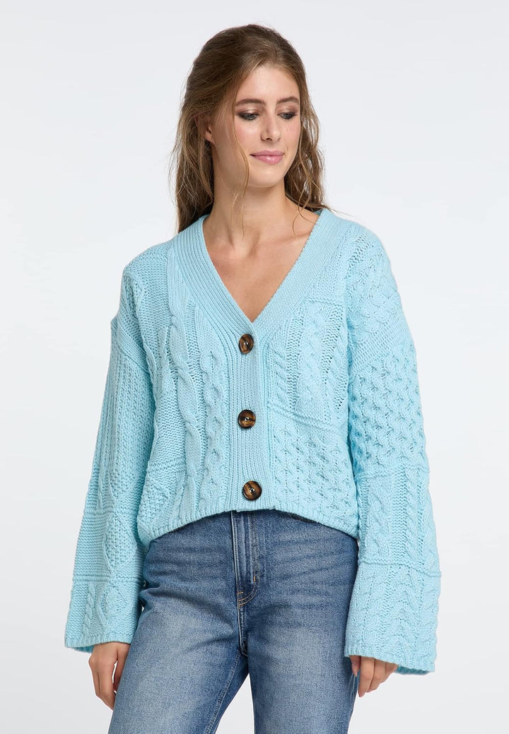IZIA Cropped Strickjacke Damen 19025285 XS-S Hellblau, XS-S Hellblau