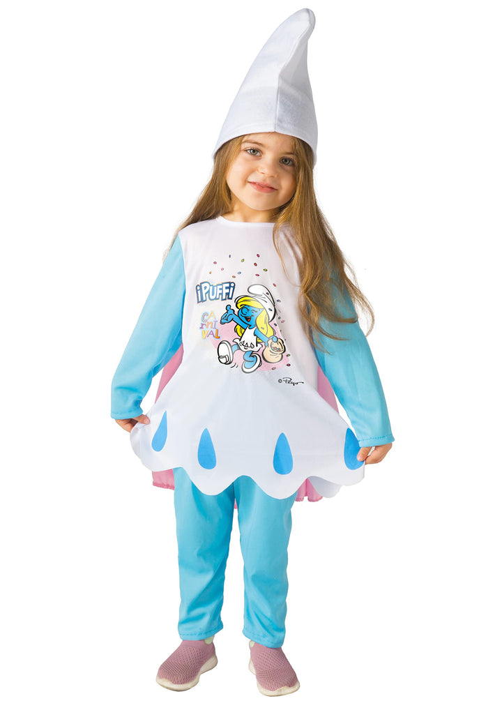 Ciao 14592.2-3 Smurfette Costume Baby Official Smurfs (Size Years) with Cape The Disguise, Blue, Whi