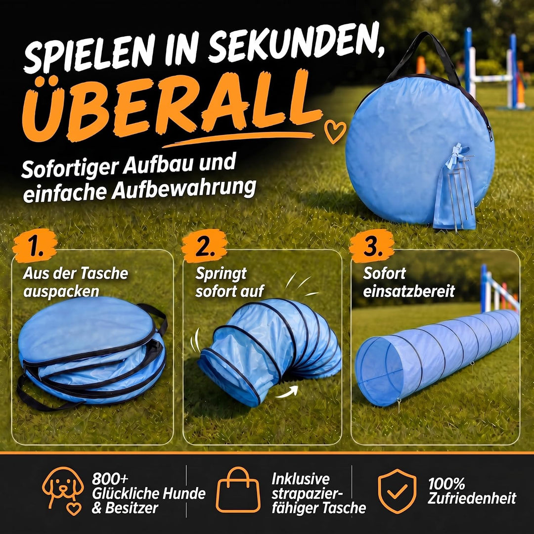 Hunde Agility Tunnel - Hundetunnel Spieltunnel; 500cm Agilitytunnel; Agility Zubehör-Set Hundehöhle