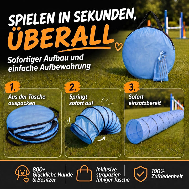 Hunde Agility Tunnel - Hundetunnel Spieltunnel; 500cm Agilitytunnel; Agility Zubehör-Set Hundehöhle