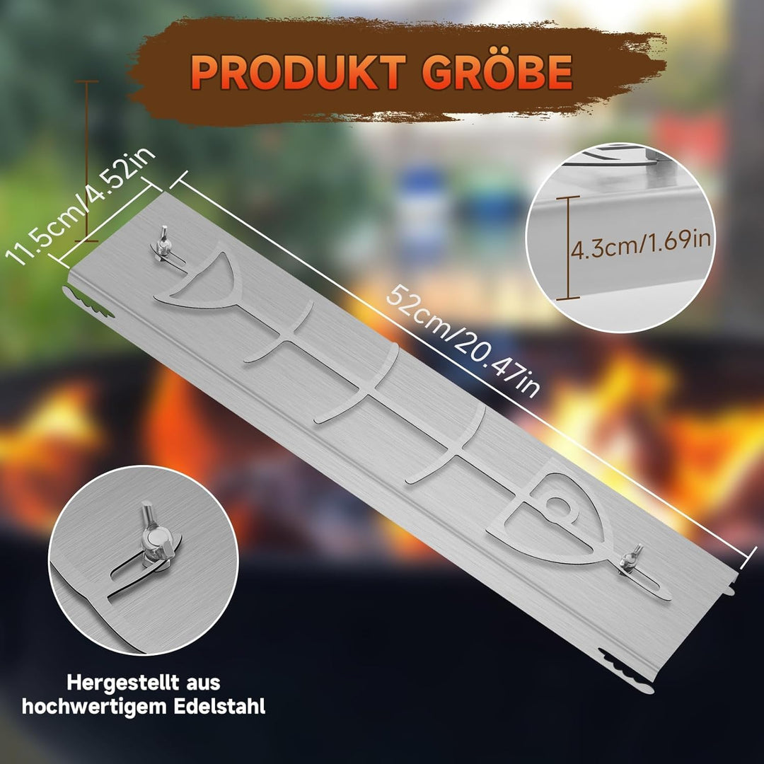 Flammlachsbrett Lachsbrett aus Edelstahl für Feuerschale und Kugelgrill Grill Feuerstelle Feuerschal