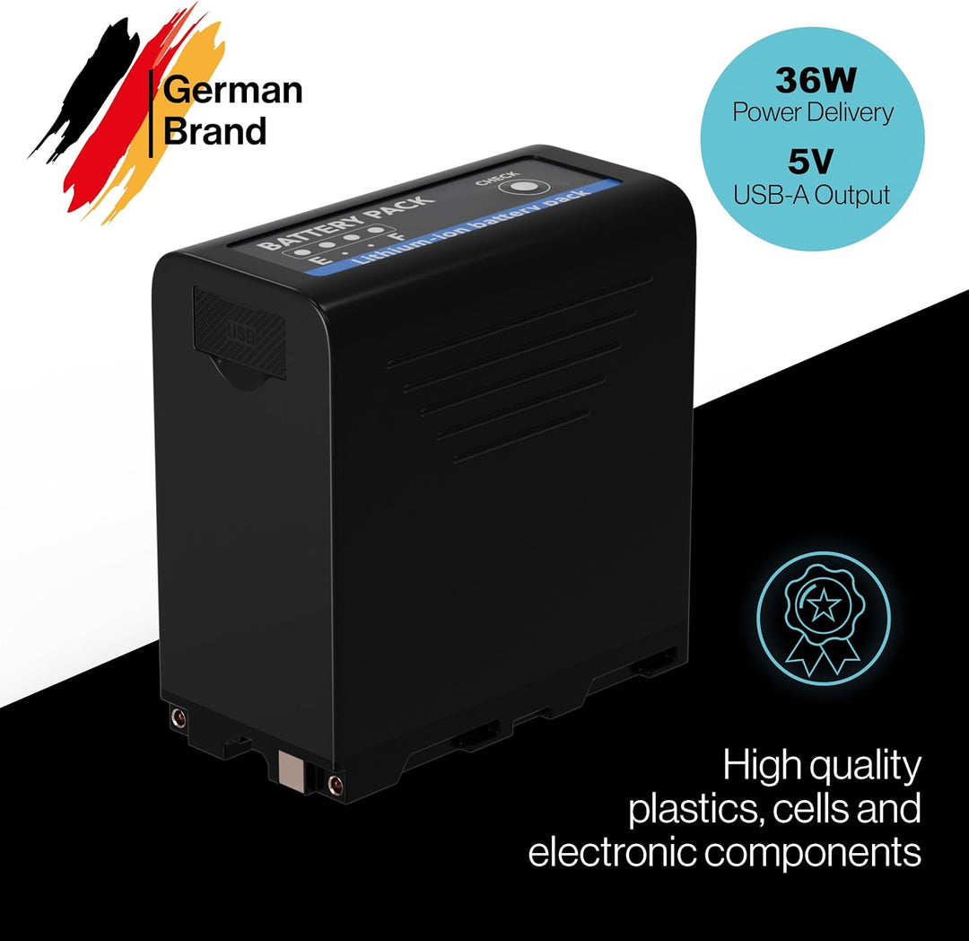 PATONA Platinum Akku NP-F970 10500mAh, PD20W USB-C in/Out Kompatibel mit Sony F980, F960, F950 für B
