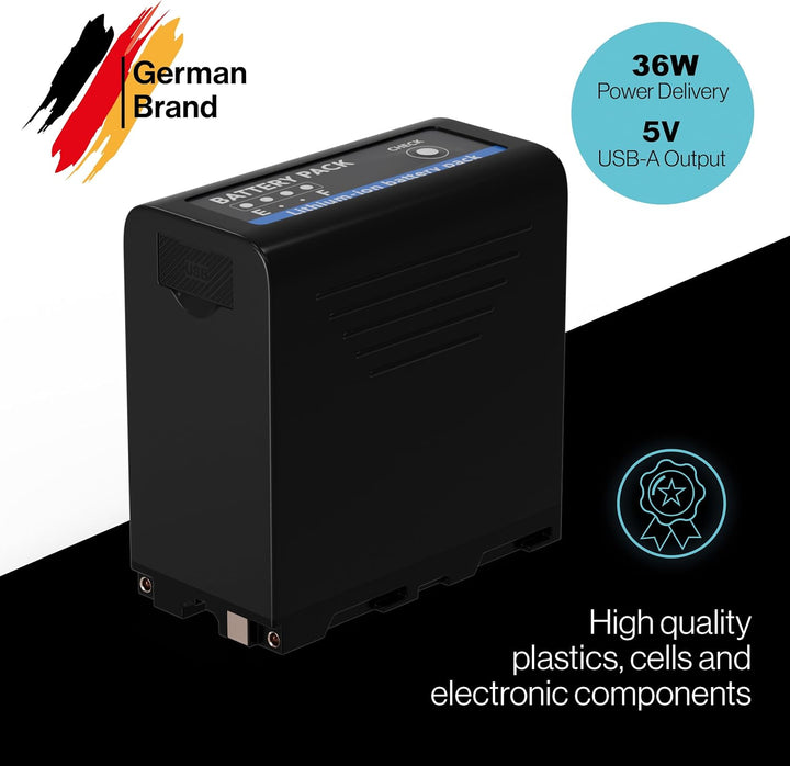PATONA Platinum Akku NP-F970 10500mAh, PD20W USB-C in/Out Kompatibel mit Sony F980, F960, F950 für B