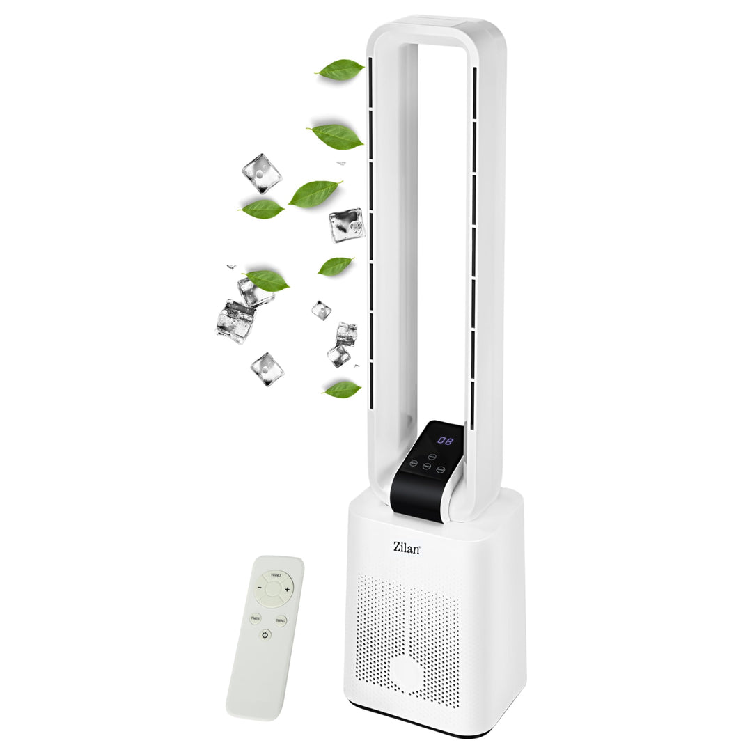 Zilan Turmventilator Blattlos Leise Standventilator mit Fernbedienung – 12 Stufen, 3 Modi, BLDC Moto