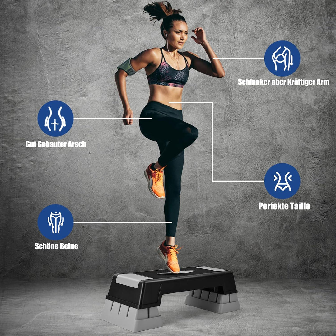 GOPLUS Aerobic Steppbrett, Rutschfestes Trainingsbrett mit 3 Einstellbare Höhen, Multifunktionales S