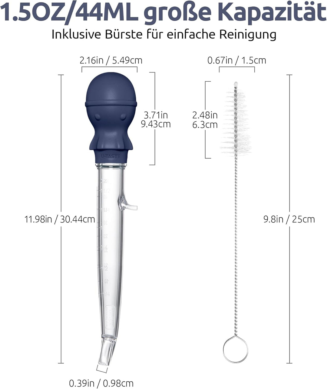 U-Taste 109℃ Hitzebeständige Grosse Abgewinkelte Bratenspritze Tritan Putenfleisch-Fettpipette mit S
