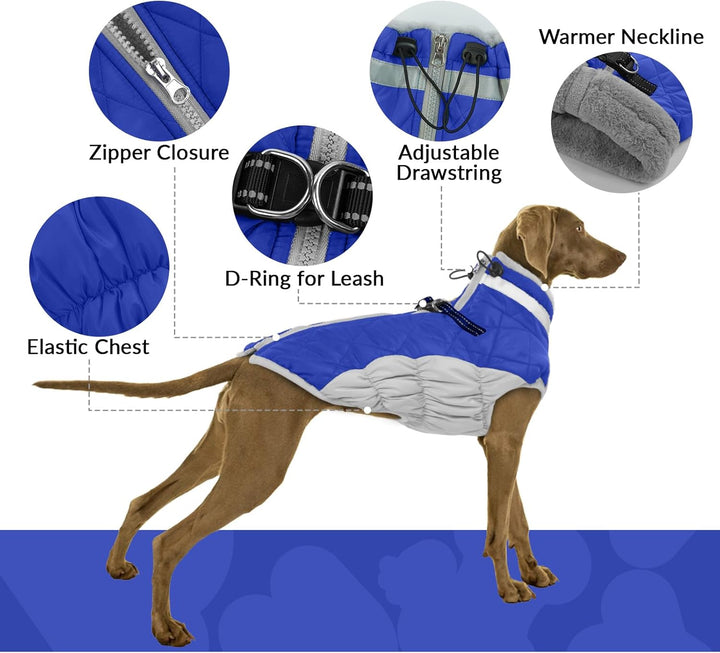 PUMYPOREITY Hundemantel Winter, Wasserdicht Hundejacken Grosse Hunde Weste Warm Winddicht Hundejacke